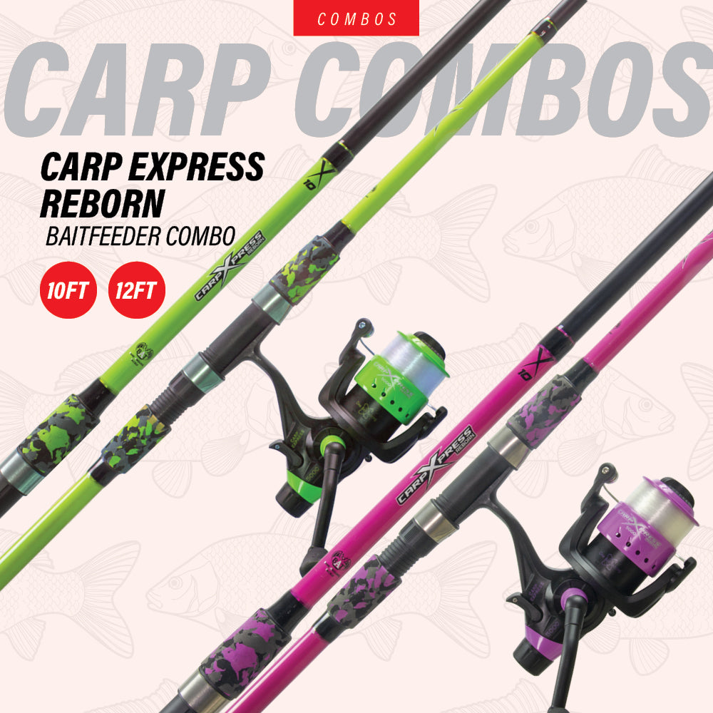 BAT CARP XPRESS REBORN BAITFEEDER COMBO GREEN WITH MONO LINE